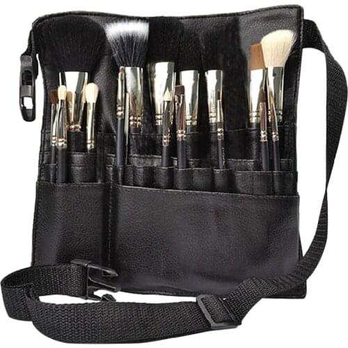 Makeup Brush Holder Case Bag Zipper Artist Belt Strap Makeup Brush Bag Cosmetic Brush Makeup Brushes PU Holder Apron Bags