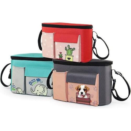 Baby Stroller Bags Mummy Diaper Bag Cute Cartoon Outdoor Hanging Basket Infant Milk Bottles Insulation Storage Organizer MBG0249