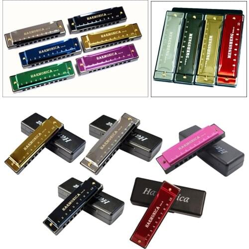 Diatonic Harmonica Blues 10 Hole Harp Mouth Organ C Key 20 Tone for Baby Music Sense Training Educational Toys