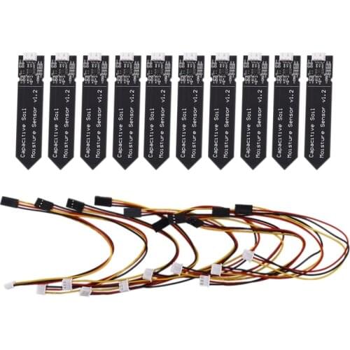 10PCS Capacitive Soil Moisture Sensor Module Corrosion Resistant Wide Voltage Wire Analog Capacitive Soil Moisture Sensor V1.2