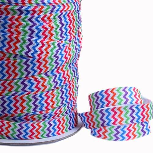 FLRA ElasticClassical designed bright rainbow chevron fold over elastic for hair ribbon