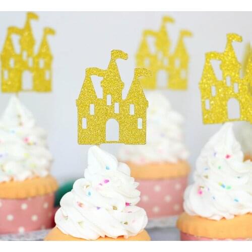 Glitter Cake Topper Castle Cake Topper Kids Birthday Party Cake Stick Glitter Cake Decoration Girls Birthday Event Festival