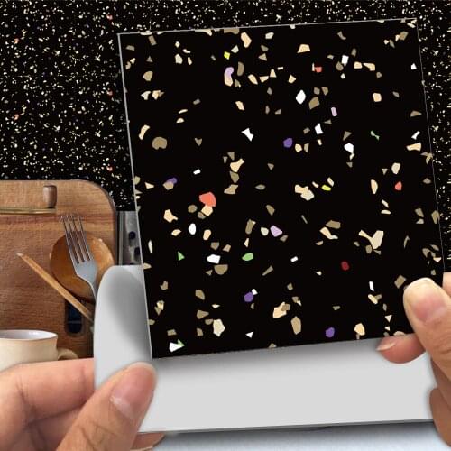 Funlife® Black Terrazzo Wall Sticker Decorative Self-Adhesive Easy to Clean Tile Sticker for Bathroom Kitchen Backsplash Wall