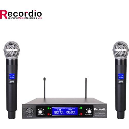 GAW-V744 UHF Long Range Dual Channel 2 Handheld Mic Transmitter Professional Karaoke UHF Wireless Microphone System