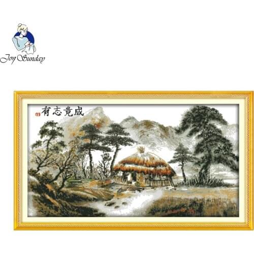 Joy Sunday Where There Is A Will There Is A Way Chinese Aphorism Diy Needlework Kits Embroidery Home Decor Cross Stitch Pattern