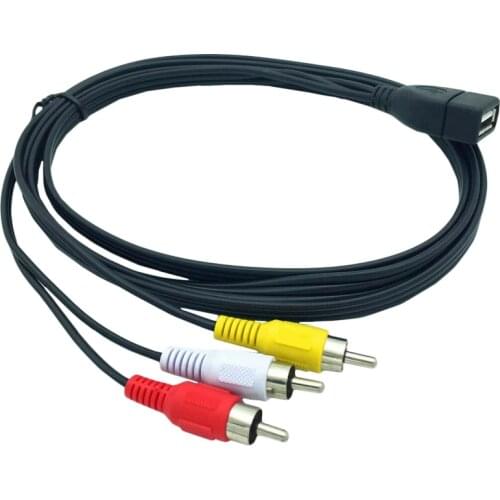 FULL-1.5M Usb A Female To 3 Rca Phono Av Cable Lead Pc Tv Aux Audio Video Adapter