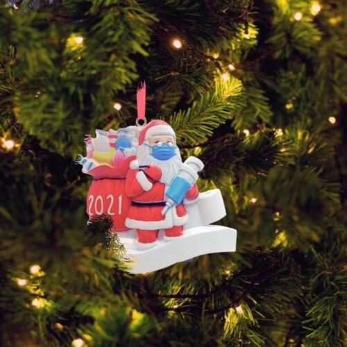 Quarantine Christmas Ornament Christmas Tree Decor Hanging Pendants Santa Claus With Mask Xmas Tree Decoration Ornaments 2022