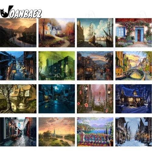 Sunset Landscape Diamond Painting 5D Diy Mosaic City Building Cross Stitch Diamond Art Mosaic Household Room Wall Decoration