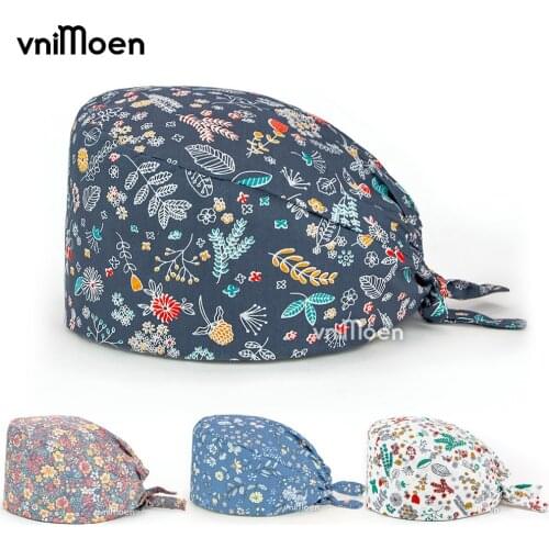 Unisex Scrubs Cap Printing Adjustable Cotton Cap Hat Laboratory Beauty Scrubs hat