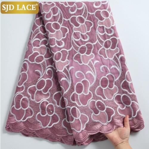 SJD LACE 2021New Arrival African Lace Fabric Embroidery Swiss Voile Lace In Switzerland High Quality Dubai Cotton For PartyA2243