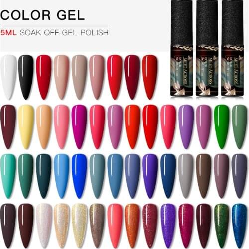 MEET ACROSS 57 Colors Matte UV Gel Nail Polish 5ml Pure Nail Color Matte Top Coat Soak Off Nail Art Gel Varnish Manicure Design