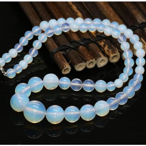 Fashion white oplite 6-14mm charming round beads diy necklace for women chain jewerly free shipping 18inch B645