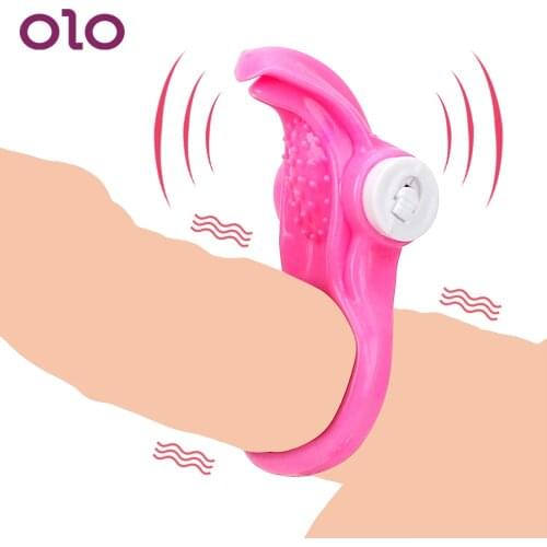 OLO Vibrators Cock Ring Vibrating Penis Rings Delay Ejaculation Male Chastity Device Sex Toys for Men Clitoris Stimulate