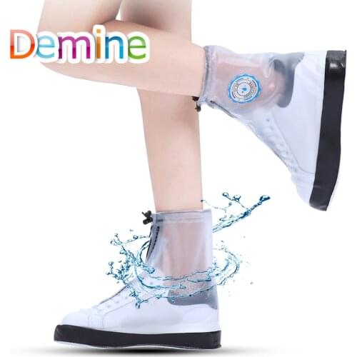 Demine Shoes Cover Overshoes Waterproof Cycling Men Women Outdoor Sport Non-slip Reusable Rain Shoe Cover Zipper Closure Cover