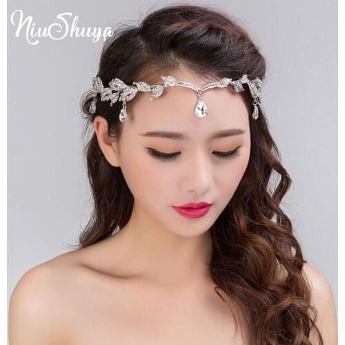 NiuShuya Rhinestone Waterdrop Frontlet Baroque Retro Luxury Crystal Crown Bridal Wedding Jewelry Party Pageant Hair Accessories