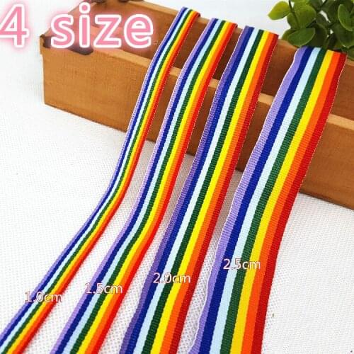 New 1Meter/lot (10mm 15mm 20mm 25mm) Color Striped Ribbons Men and Women T-shirts Clothing Accessories Shoes and Hats Decorative