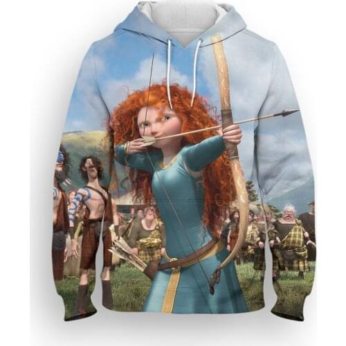 Brave Disney 3D Print Boy Girl Kids Oversized Hoodie Spring Autumn Womens Sweatshirt Cartoon Anime Mens Pullovers