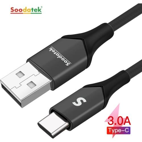 Soodatek USB Type C Cable for Samsung S10 S9 Quick Charge 3.0 Cable USB C Fast Charging for Huawei P30 Xiaomi USB-C Charger Wire