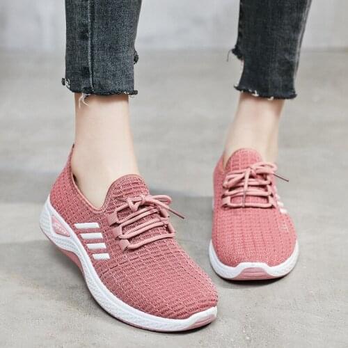 Women Vulcanized Casual Shoes Knitting Sock Sneakers Mesh Breathable Summer Lace Up Flat Shoes Ladies Plus Size Flats Sport Shoe