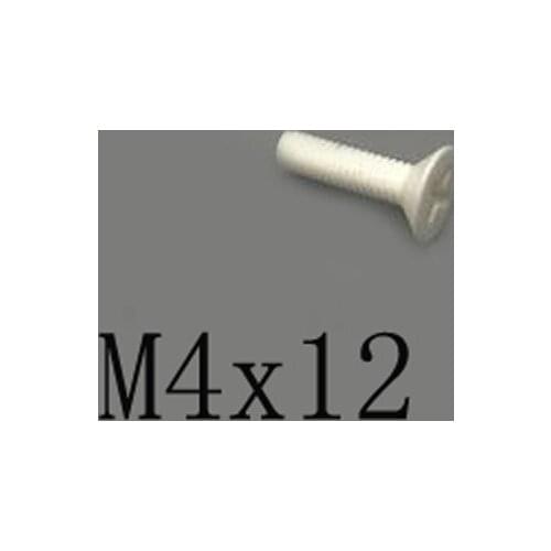 2pcs M4x12mm Phillips Countersunk Head Screw Ceramic Insulated Bolt High Temperature Corrosion Resistance Zirconin