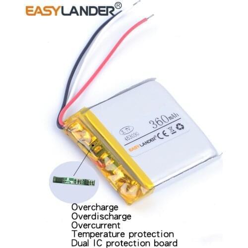 3-wire 453030 3.7V 360mAh Rechargeable Li-Polymer Li-ion Battery For mp3 mp4 mp5 toys DVR GPS smart watch Sports bracelet 502929