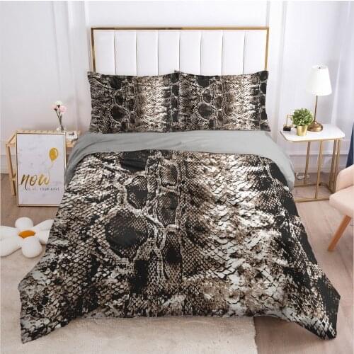 3D Bedding Sets Duvet Quilt Comforter Cover Set King Queen Full Twin Double Size Pillowcases Bed Linens Snake Skin Brown Custom