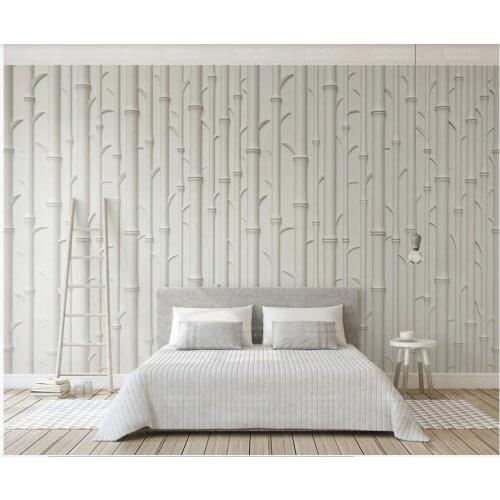 3d photo wallpaper custom mural on the wall Modern white embossed bamboo background home decor wall paper in the living room