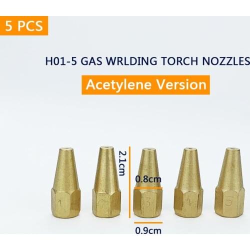 5 PCS H01-5 Gas Brazing Torch Nozzle Oxygen Acetylene Liquified Gas for Steel Copper Aluminum Solder Welding Torch