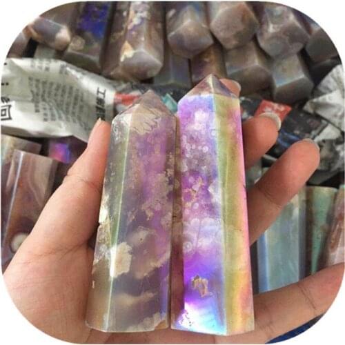 Aura Cherry Blossom Agate Wand Point Natural Stones Crystals Gems For Home Decoration