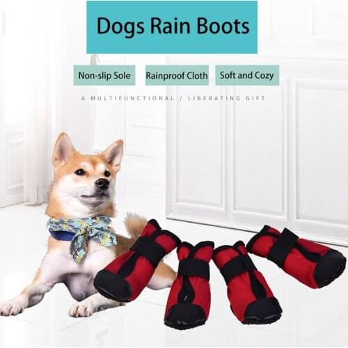 Dog Rain Boots Non-slip Bottom Pet Booties 4Pcs/Set Waterproof Rain Shoes for Small Large Dogs Cats Outdoor Pet Footwear S-XXXL