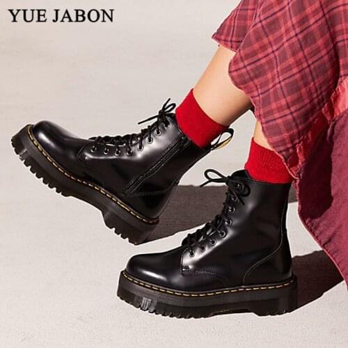 Black Leather Ankle Boots For Women Lace Up Platform Boots Women Winter Warm Plush Women Snow Boots White Leather womens shoes