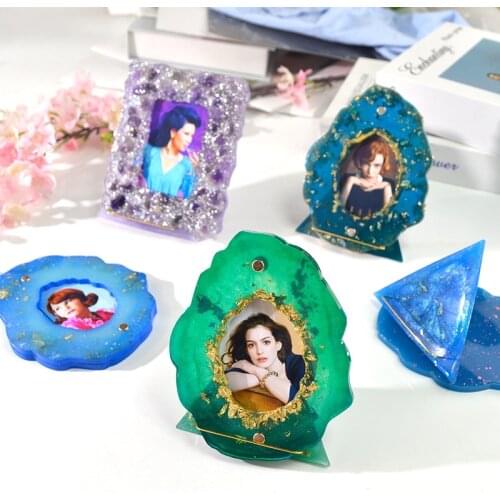 DIY Photo Frame Crystal Epoxy Mold For Handmade Photo Frame Material Silicone Resin Mould Oval Rectangle Triangle Frame Making