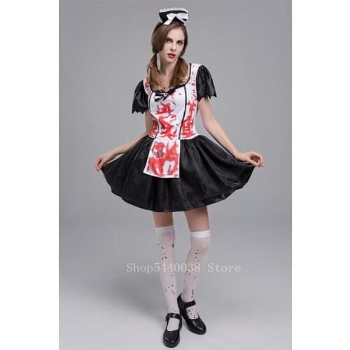 Cosplay Halloween Apparel Maid Blood Stains Zombie Suit Vampire Terror Dress Stage Suit Festival Adult COS Clothing Suit Party