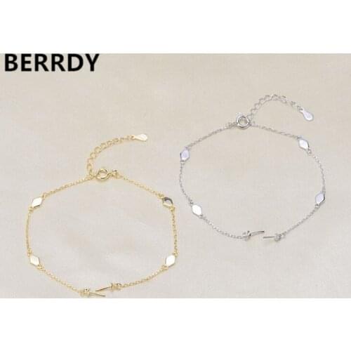 925 Silver Pearl Bracelet Chain Findings, Fashion Charm Bracelet Chain Settings Jewelry Parts Fittings Charm Accessories 2 Color