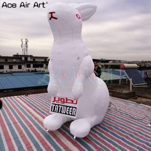 3m H giant inflatable white rabbit model inflatable animal replica with logo for advertisement or event decoraction