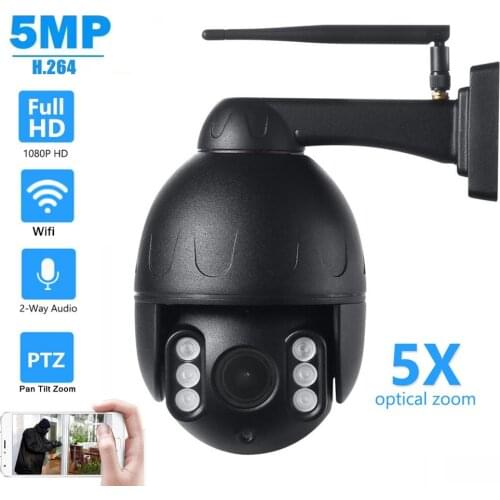 HD 5MP Wifi IP Camera 5X Zoom with Microphone Speaker Audio Monitoring Network Wireless Security Dome Camera Outdoor IP66 Onvif