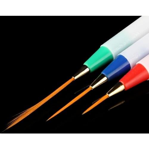 3PCS Paint Brush Wood Handel Nylon Hair Different Size Hook Line Pen For Watercolor Oil Gouache Acrylic Painting Art Tools