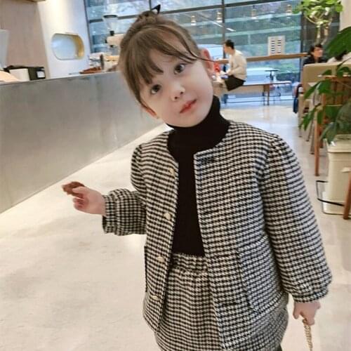 Girls Suits Coat +Skirts 2021 Thicken Winter Autumn Warm Kids Teenagers Outwear High Quality Kids Cotton Tracksuit Sport Suits C