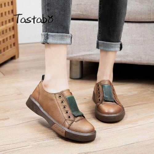 Women Casual Shoes Fashion Breathable Flat Shoes Genuine Leather Sneakers Women 2021 Gym Vulcanized Shoe Female FootweaK 5669