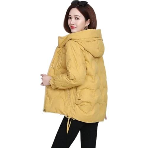 Winter Hooded Thick Womans Jacket Solid Long Sleeve Ladies Zipper Coat Plus Size Cotton Padded Jacket with Pockets for Female