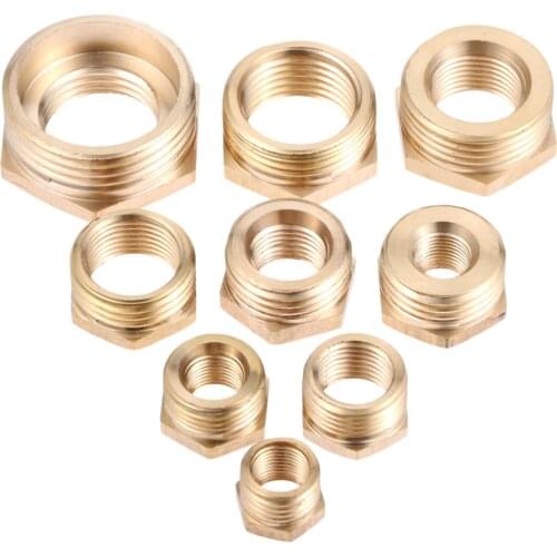 2Pcs 1/8" 1/4" 3/8" 1/2" 3/4"1" Brass Pneumatic Hose Fitting Hex Reducer Bushing Female to Male Change Coupler Connector Adapter