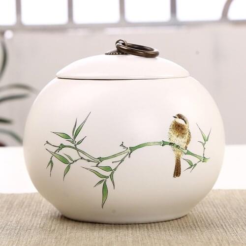 Tea Caddy Ding Kiln Matte White Ceramic Canister Coffee Jar Kitchen Sealed Food Storage Holder 250g Black Tea Box Tins for Tea