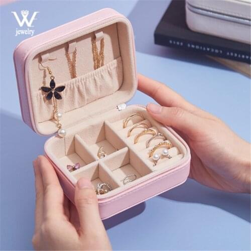 WE New Exquisite Pink Black Jewelry Box Travel Jewelry Organizer Portable Storage Box Necklace Earring Ring Container Gifts