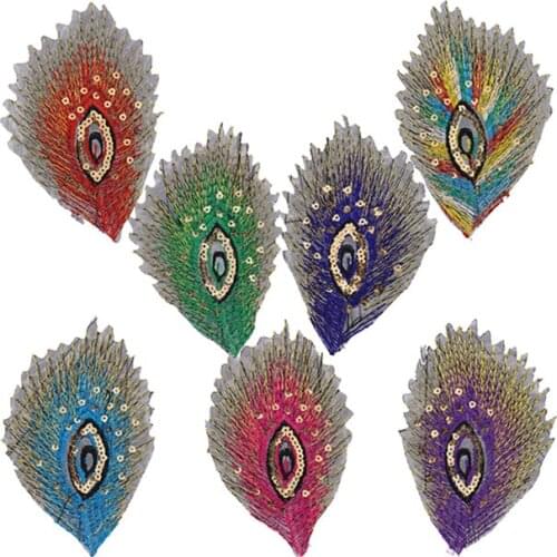 New Multicolor Peacock Feather Embroidered Appliques Patchwork Iron on Patches for Clothing Sewing Accessories