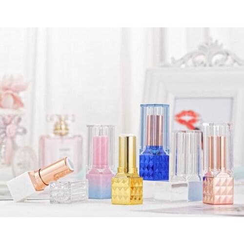 Wholesale Empty 12.1 colorful simple square gold red white lipstick tube 50pcs