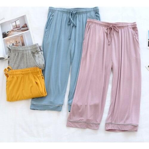 Modal Seven-point Pajama Pants Womens Thin Loose Solid Color Air-conditioning Pants Summer High Waist Sports Casual Home Pants