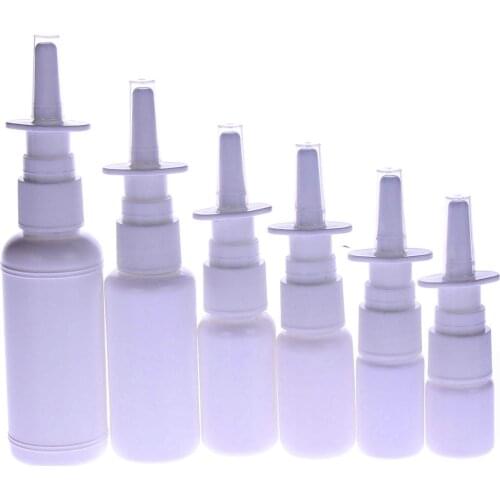 2Pcs/Lot 5/10/15/20/30/50ml White Empty Plastic Nasal Spray Bottles Pump Sprayer Mist Nose Spray Refillable Bottle