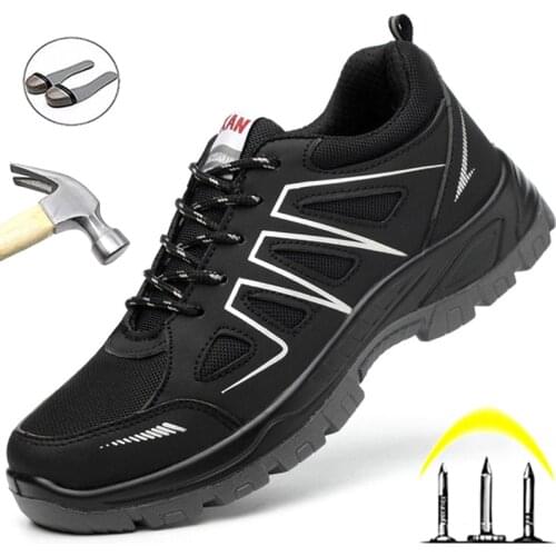 Work Shoes Men Indestructible Work Sneakers Male Safety Shoes Breathable Hiking Shoes Outdoor Puncture-Proof Protective Shoes