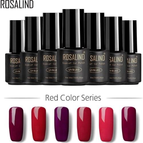 ROSALIND Gel 1S Nail Gel Polish 7ML Red & Blue & Nude Color Series Gel Lacquer Semi Permanent Nail Art UV Cured Gel Nail Polish