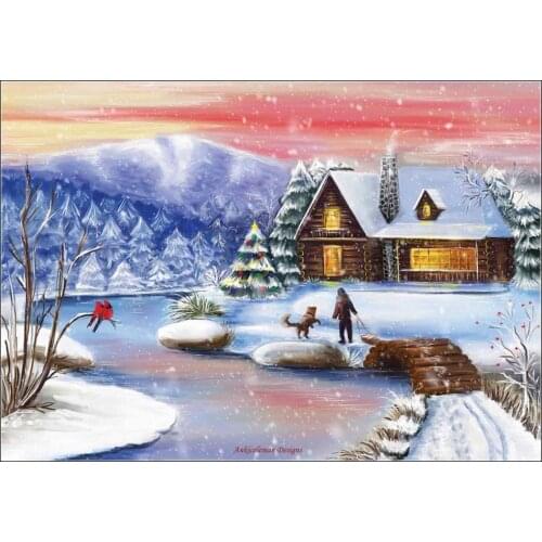 Counted Cross Stitch Kits Needlework Embroidery - Crafts 14 ct Aida DMC Color DIY Arts Handmade Home Decor - Christmas Night